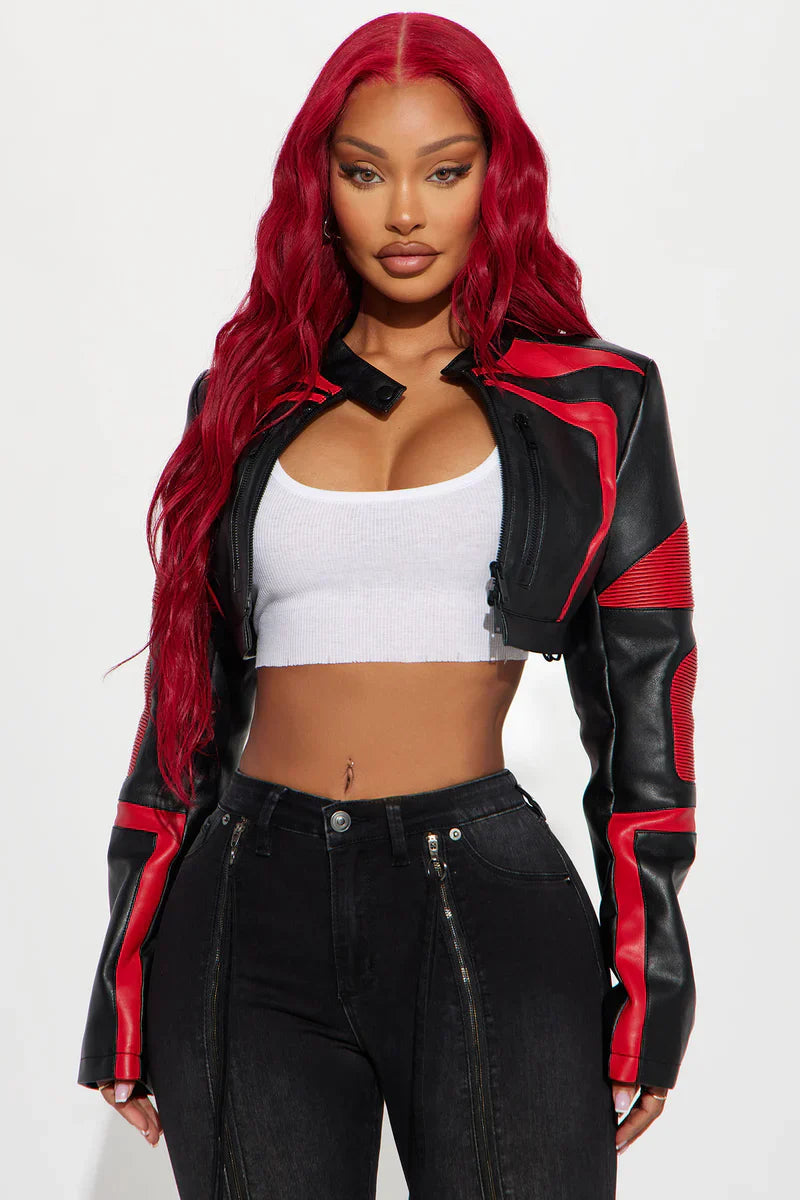 Not Like The Rest Faux Leather Moto Jacket - Black