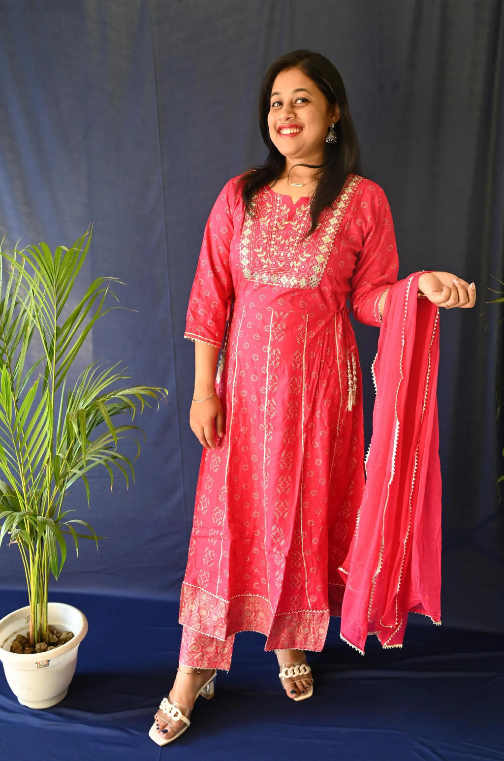 Designer Embroidered kurti & paint set with Dupatta