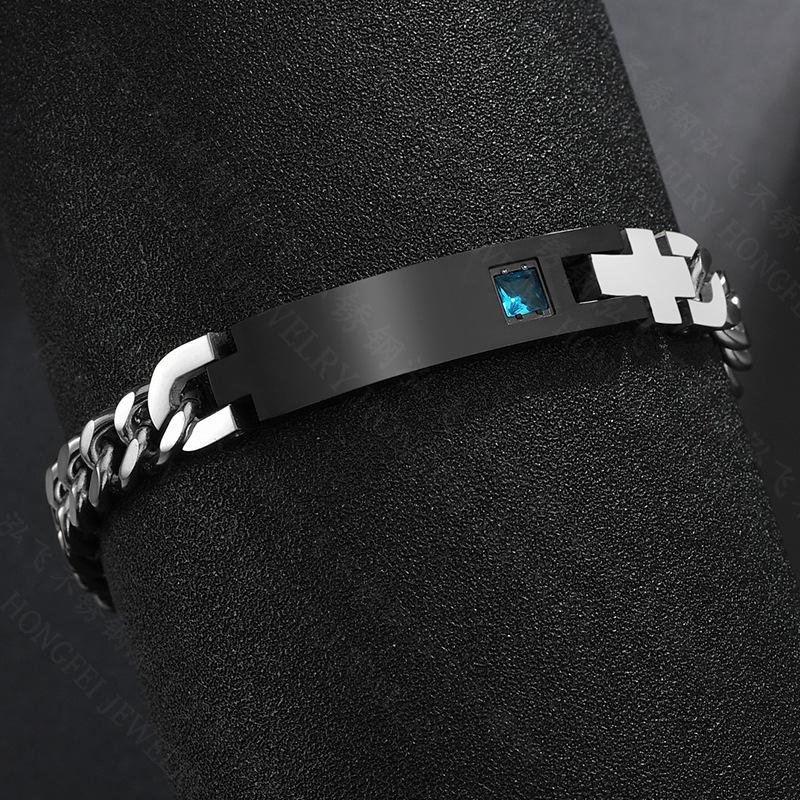 Lettering Bracelet Stainless Steel Chain Diamond Couple Id Bracelet - view 5