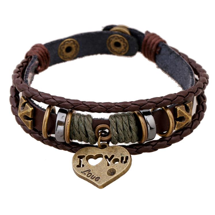 Fashion Geometric Men's Bracelets Men Cord & Leather Bracelets - front view