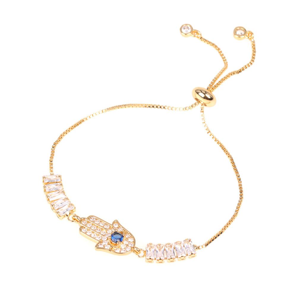 Fatifa Palm Bracelet Blue Eye Pendant Micro Diamond Set Bracelet Wholesale - front view