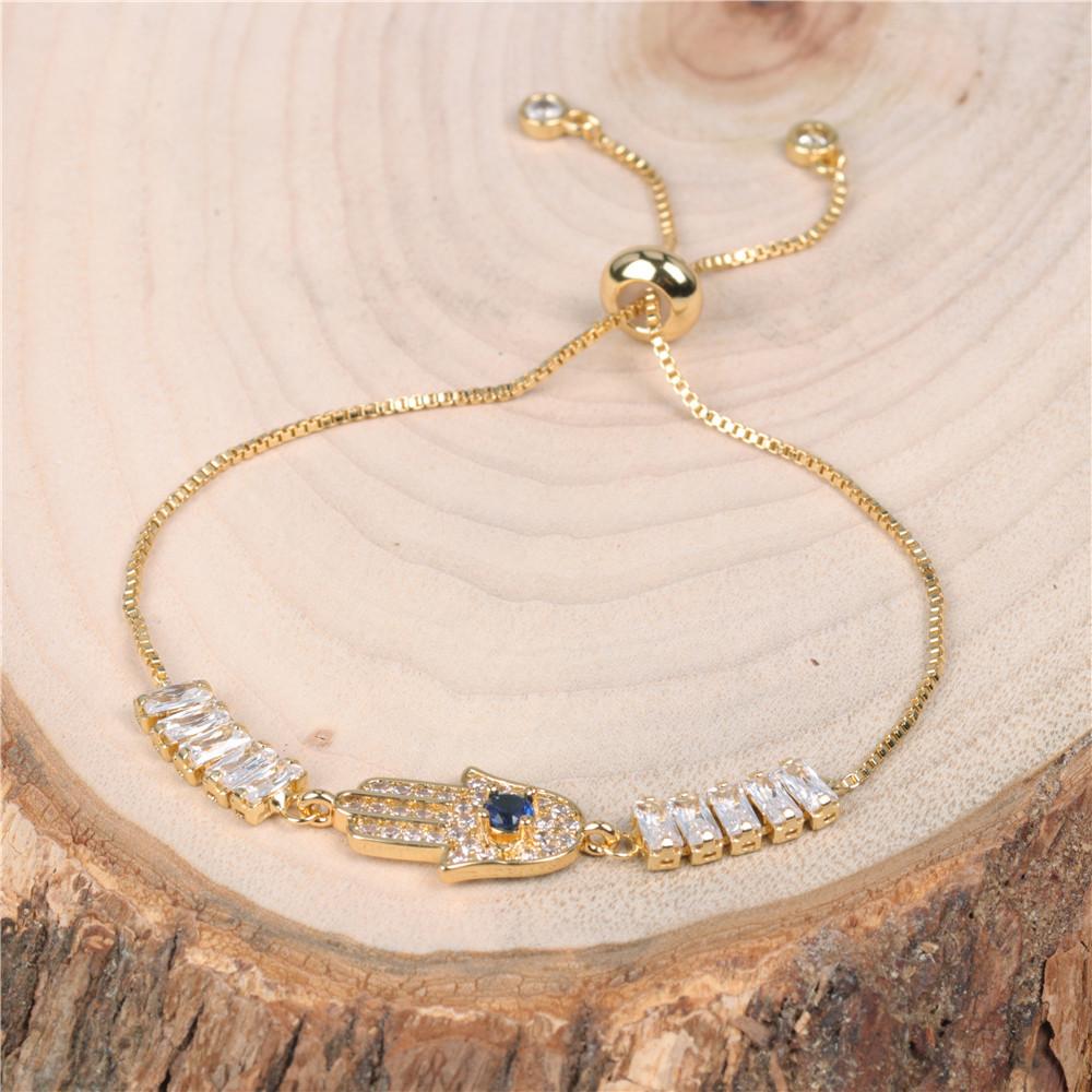Fatifa Palm Bracelet Blue Eye Pendant Micro Diamond Set Bracelet Wholesale - view 2