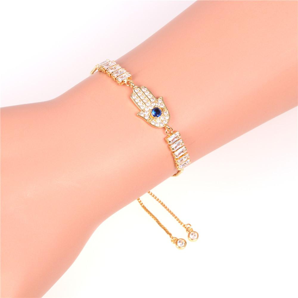 Fatifa Palm Bracelet Blue Eye Pendant Micro Diamond Set Bracelet Wholesale - view 3