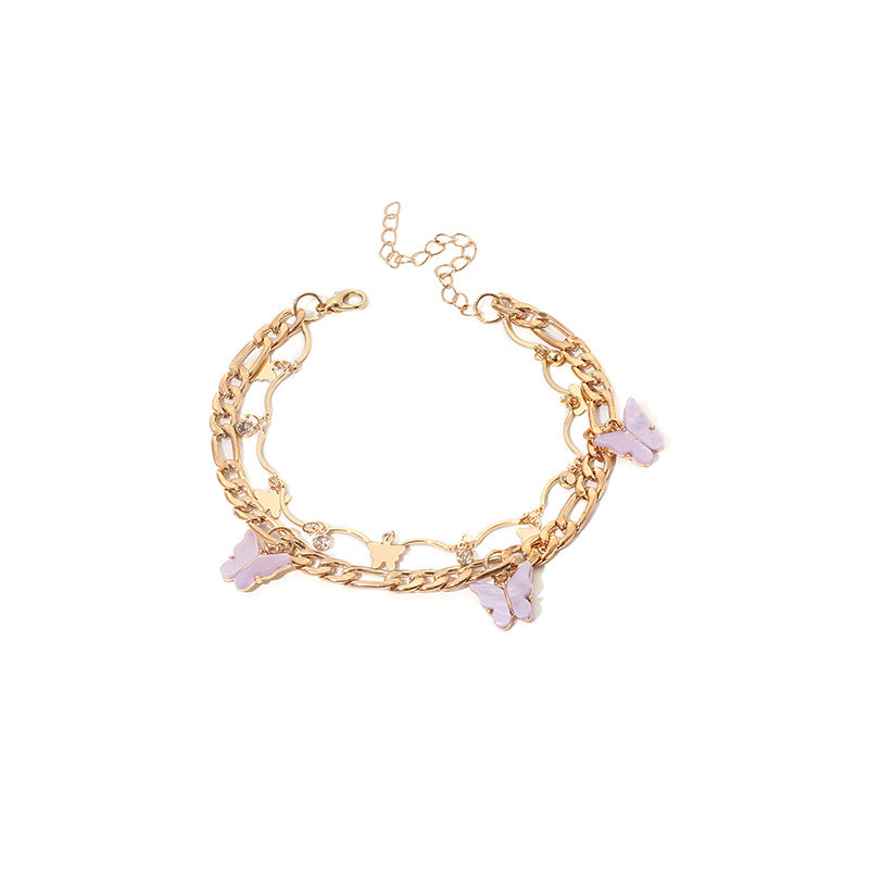 Ins Women's Popular Online Red Popular Ornament Multi-layer Butterfly Anklet Cross-border New Personalized Anklet Ankle - view 5