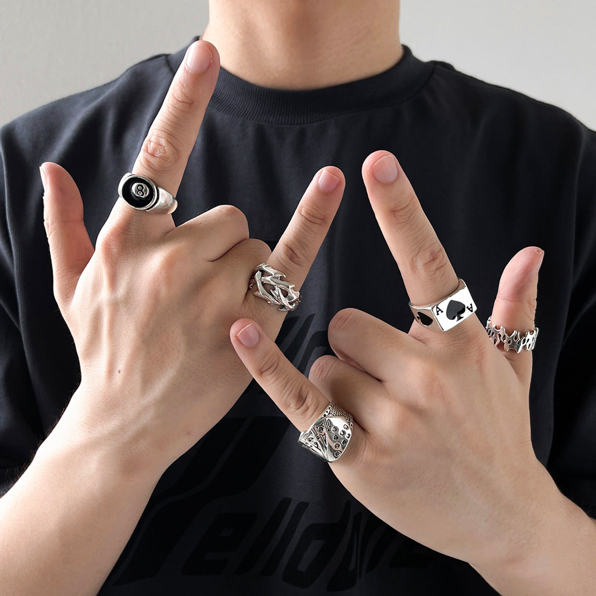 Retro Alloy Men'S Ring Sets - front view