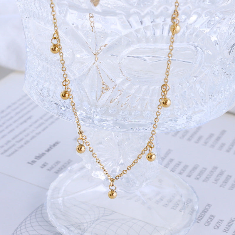 Korean Simple Round Bead Anklet Titanium Steel 18k Gold Anklet Wholesale - view 2