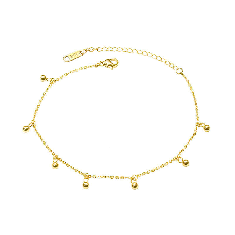Korean Simple Round Bead Anklet Titanium Steel 18k Gold Anklet Wholesale - view 5