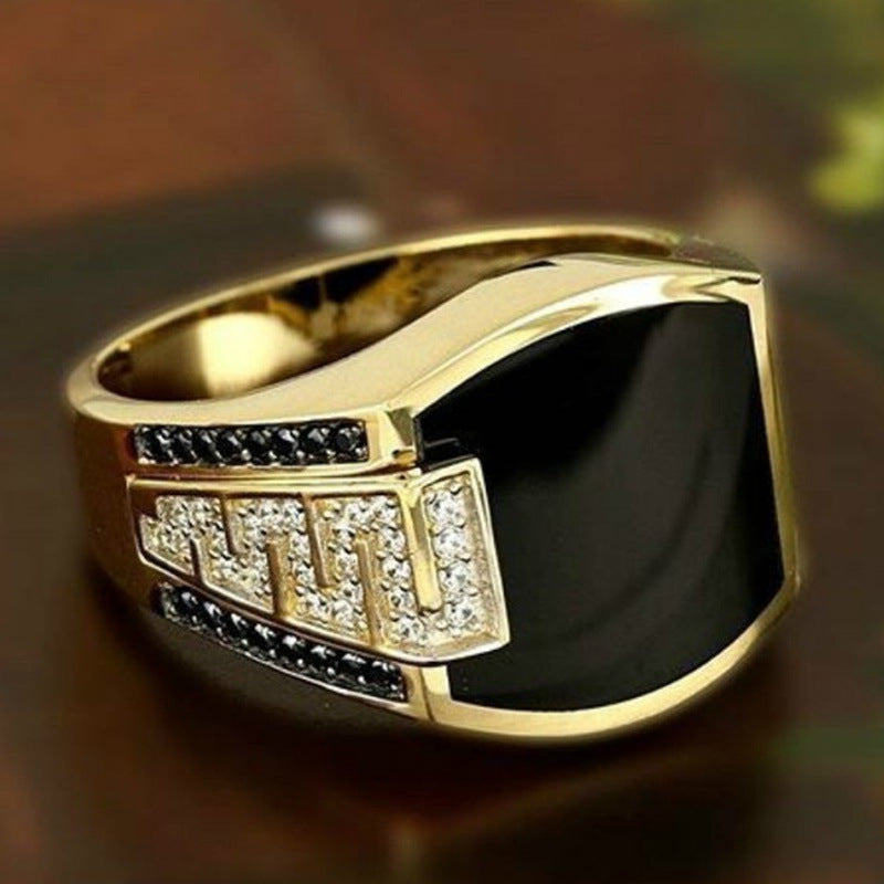 Three Heroes Fashionable Dominant Men's Ring Set Accessories Hot Selling Men's Rings Geometric Pattern Alloy Ins Style Electroplated - view 4