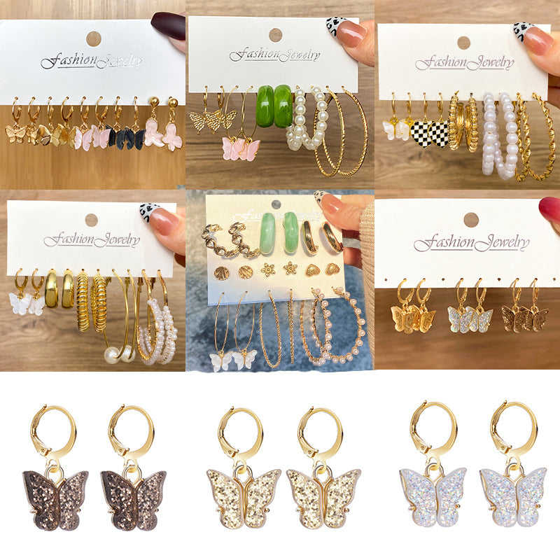 Unisex Fashion Geometric Butterfly Alloy Artificial Pearls Earrings Drop Earrings - view 2