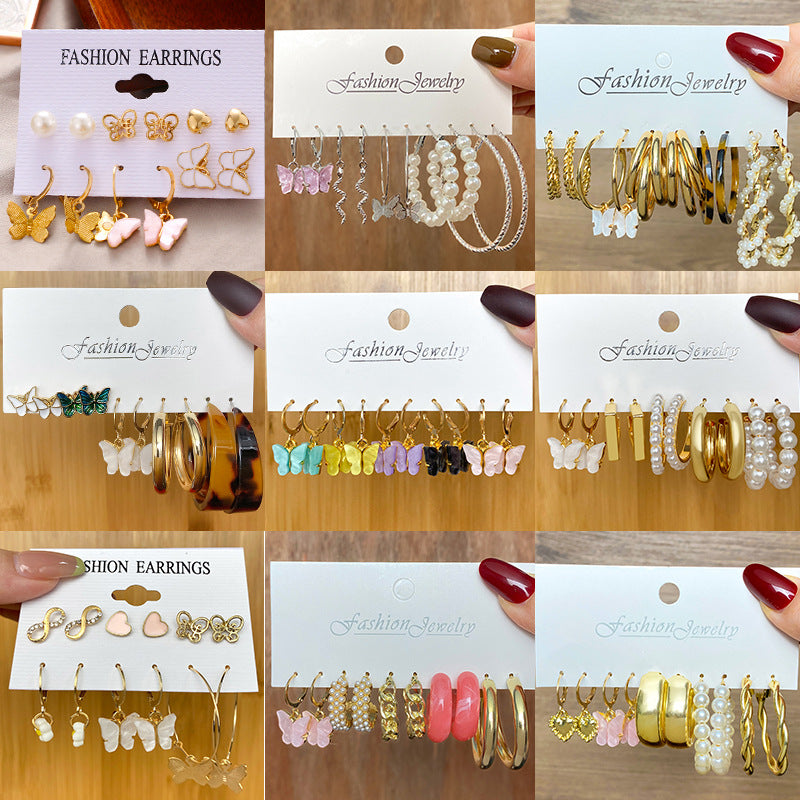Unisex Fashion Geometric Butterfly Alloy Artificial Pearls Earrings Drop Earrings - front view