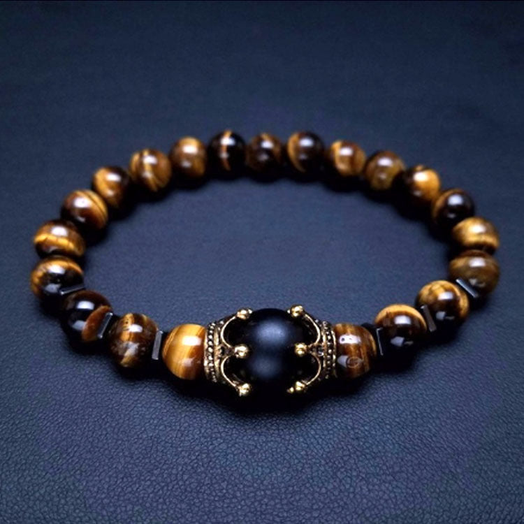 Retro Crown Beaded Men'S Bracelets Men Beaded Bracelets - front view