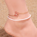 Fashion Butterfly Alloy Beaded Arylic Anklet - front view