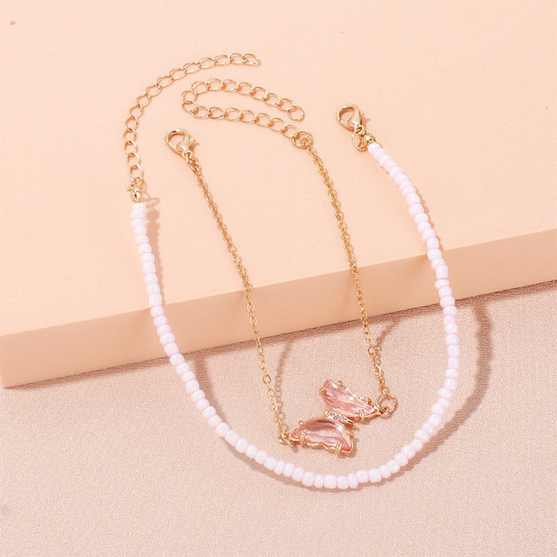 Fashion Butterfly Alloy Beaded Arylic Anklet - view 5
