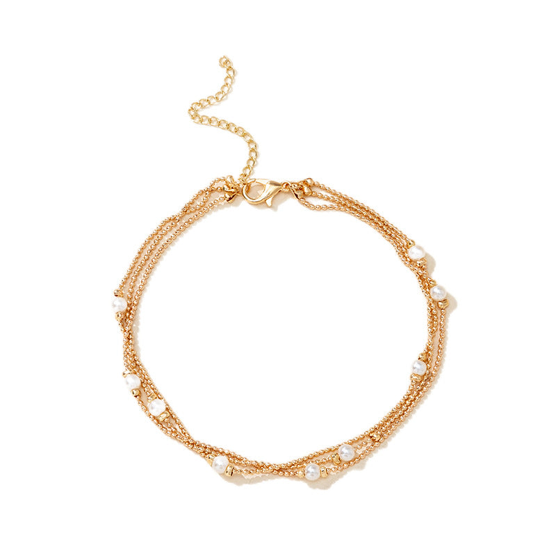 Fashion Solid Color Alloy Plating Anklet - view 3