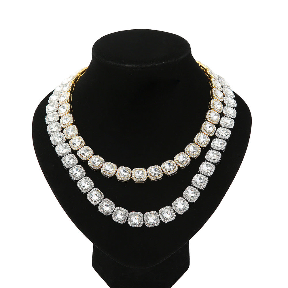 Fashion Geometric Alloy Rhinestones Men's Necklace - front view