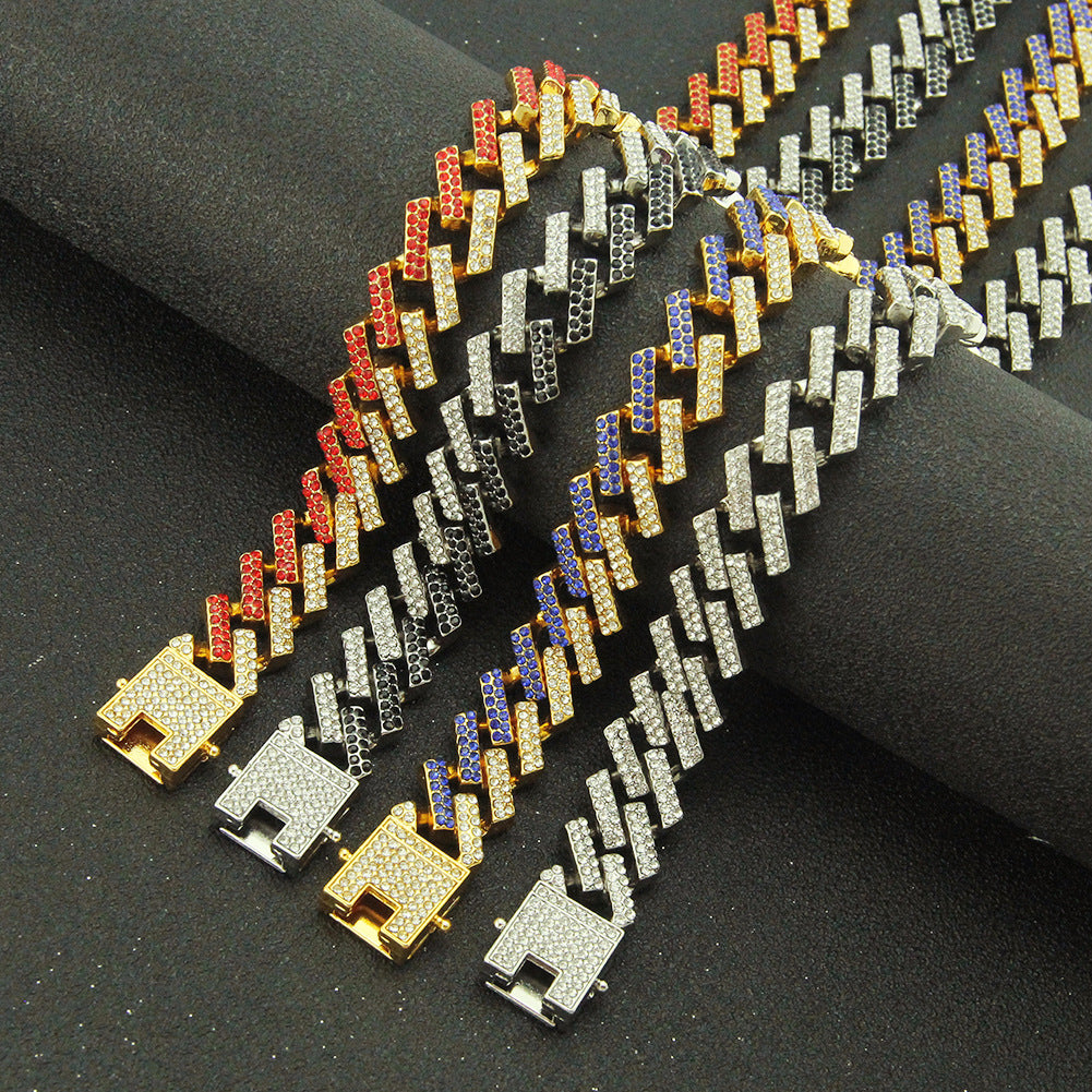 Fashion Geometric Alloy Inlay Rhinestones Men's Necklace - front view