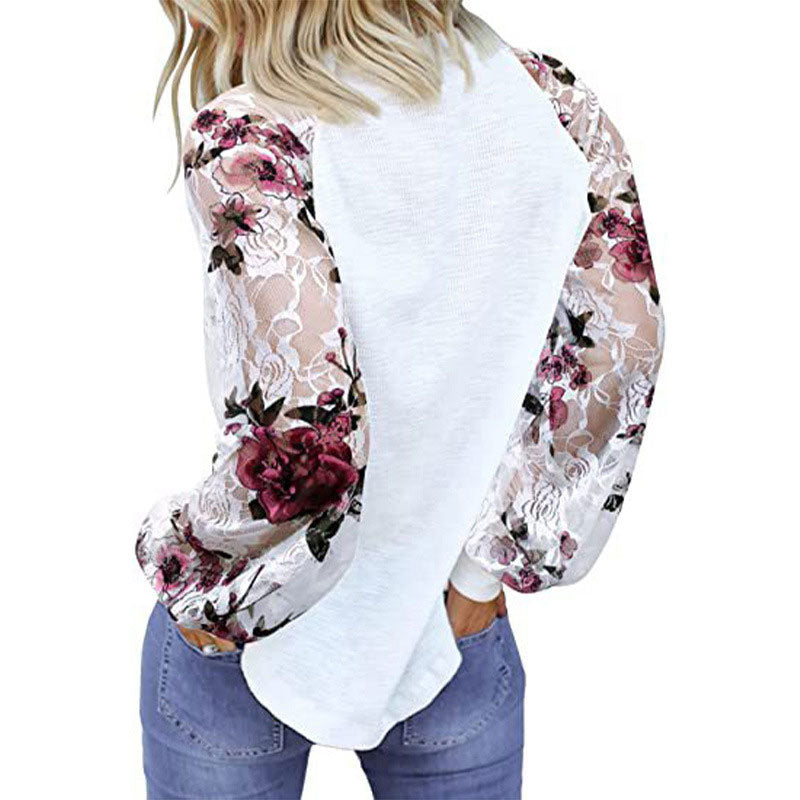 Wholesale Women'S Fashion Flower Long Sleeve Lace Blouses - view 2