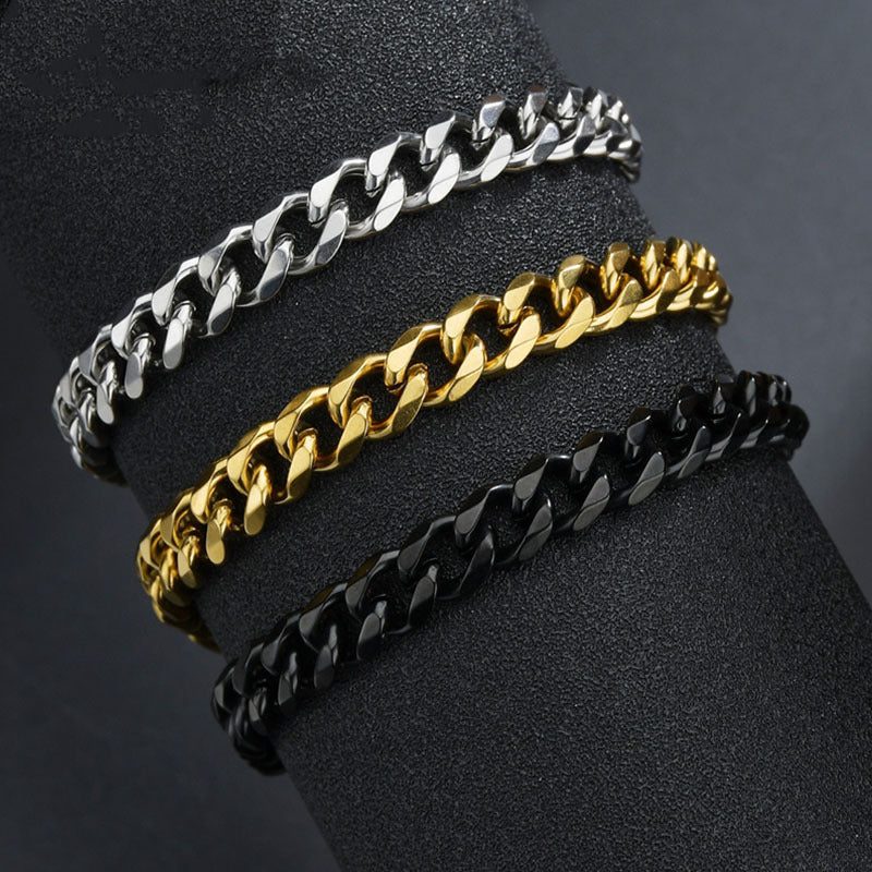 Simple Style Geometric Stainless Steel Plating Men's Bracelets - front view