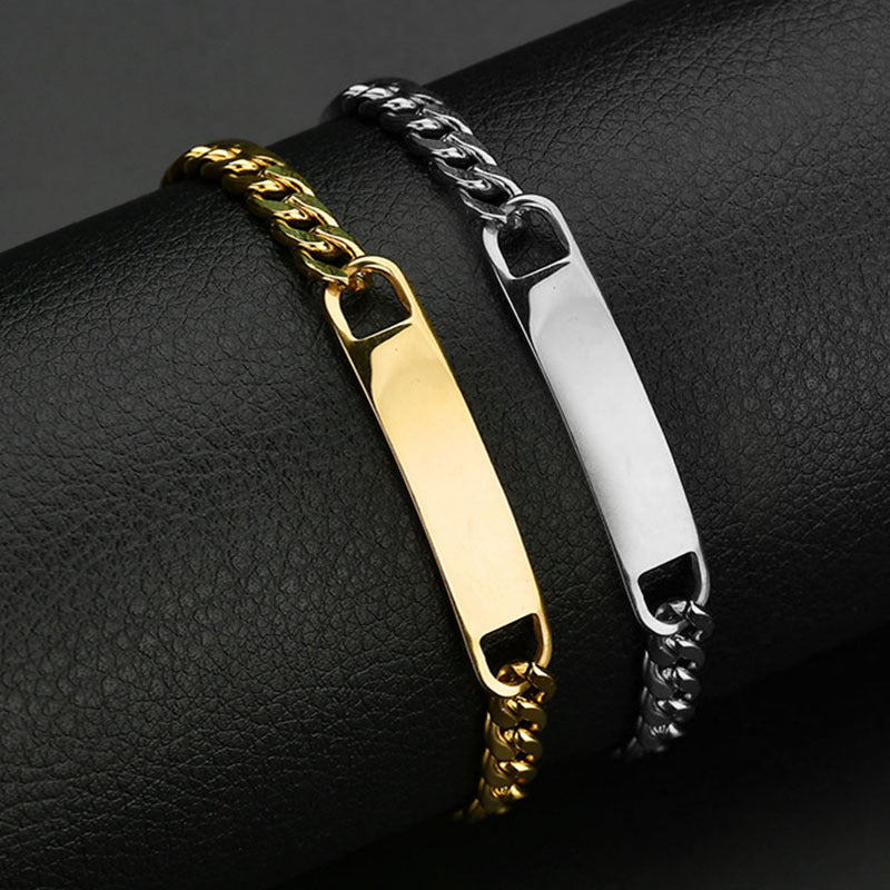Simple Style Solid Color Stainless Steel Plating Men's Bracelets - front view