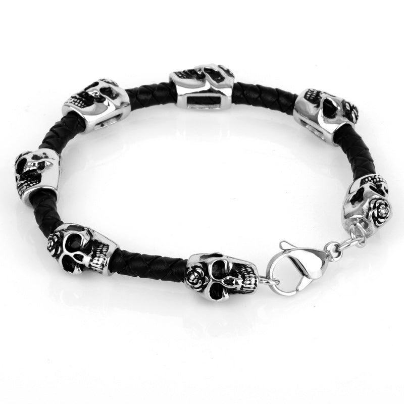 Fashion Skull Titanium Steel Men'S Bracelets - front view
