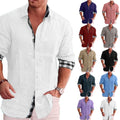Wholesale Men's Cotton Cotton Blend Polyester Casual Solid Color Long Sleeve Men's Shirts - front view