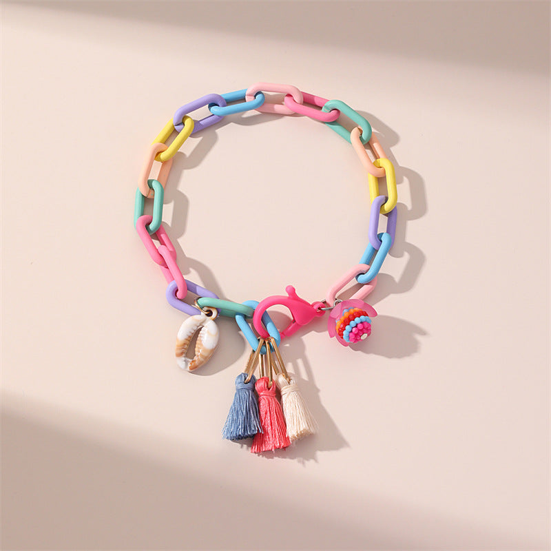 Beach Geometric Plastic Tassel Women's Anklet - view 4