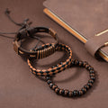 Fashion Beaded Pu Leather Handmade Men's Bracelets - front view