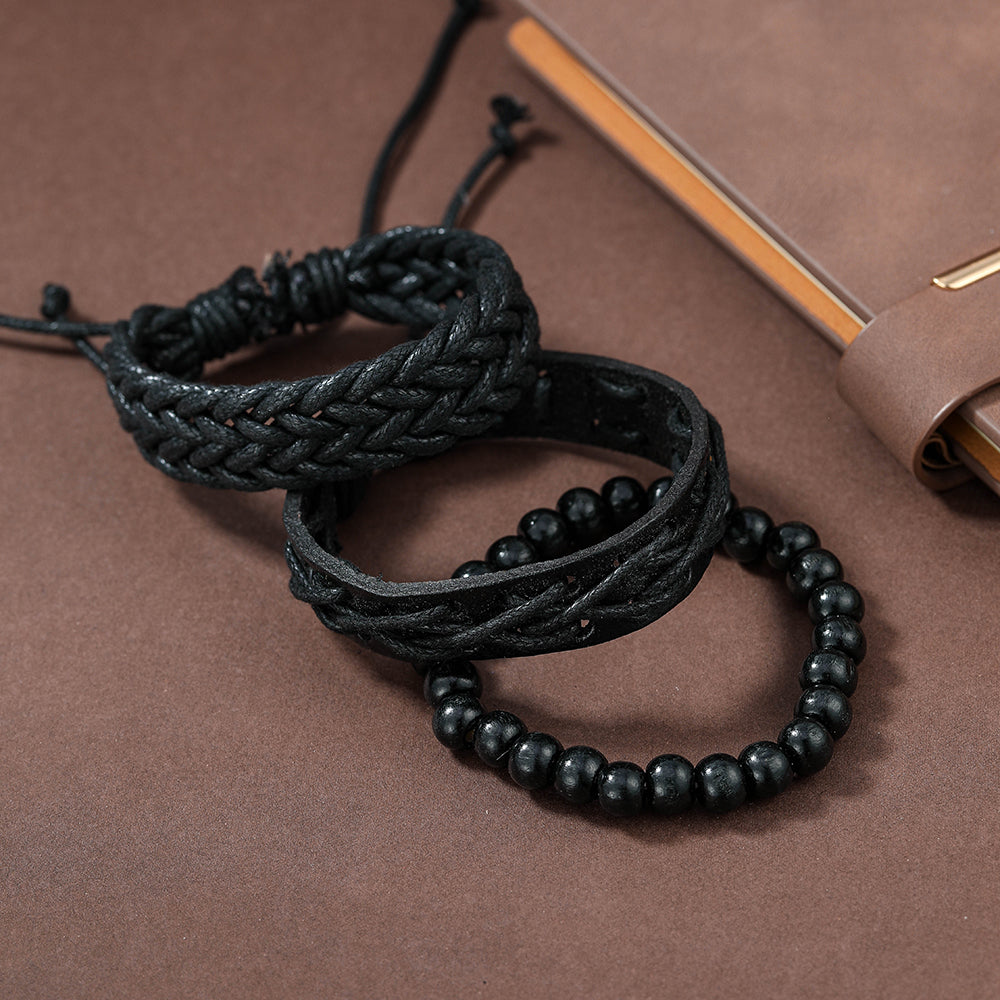 Fashion Beaded Pu Leather Handmade Men's Bracelets - view 6