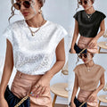 Wholesale Women'S Casual Leopard Short Sleeve Jacquard Blouses - front view