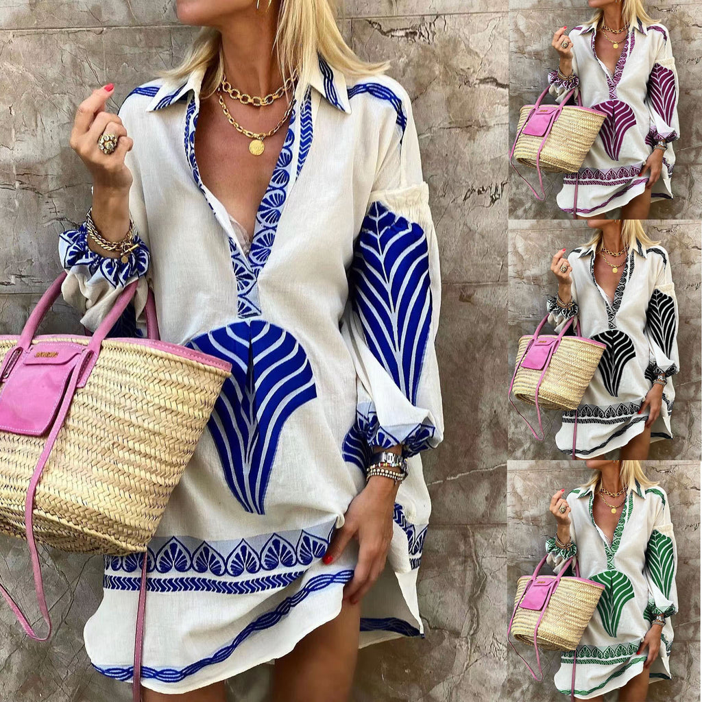 Wholesale Women'S Fashion Flower Long Sleeve Printing Blouses - view 5