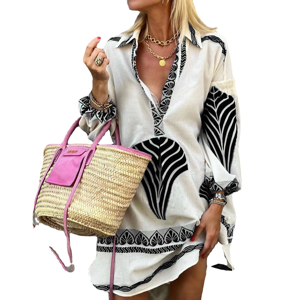 Wholesale Women'S Fashion Flower Long Sleeve Printing Blouses - view 2