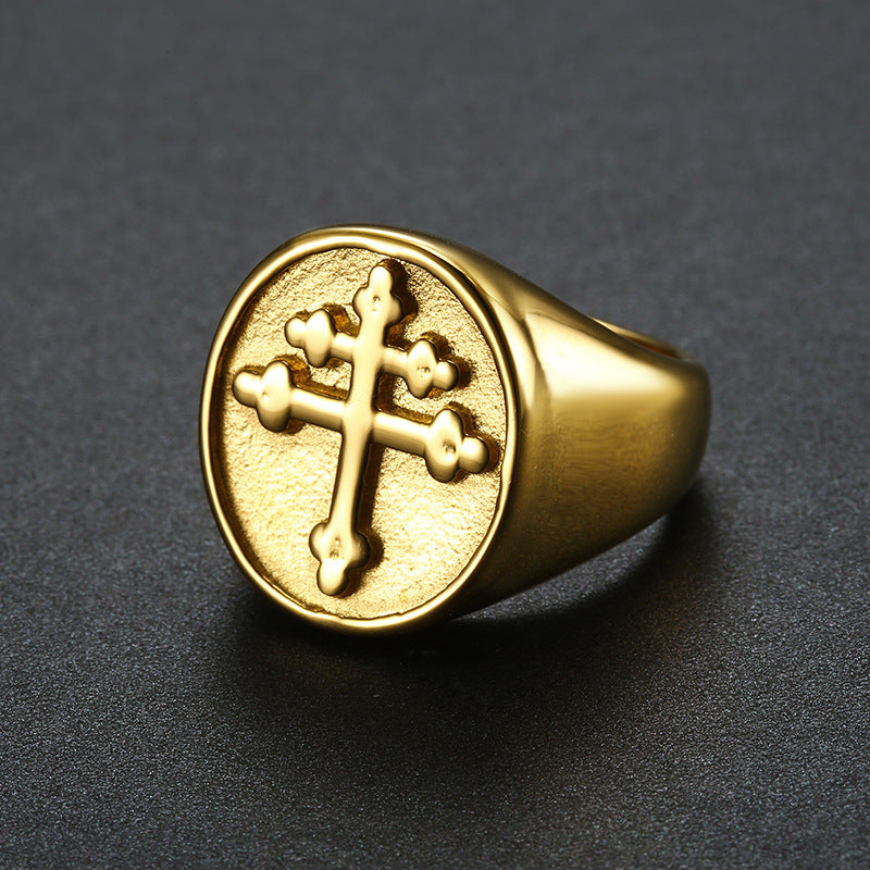 Retro Cross Stainless Steel Plating Men's Rings - view 2