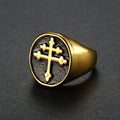 Retro Cross Stainless Steel Plating Men's Rings - front view