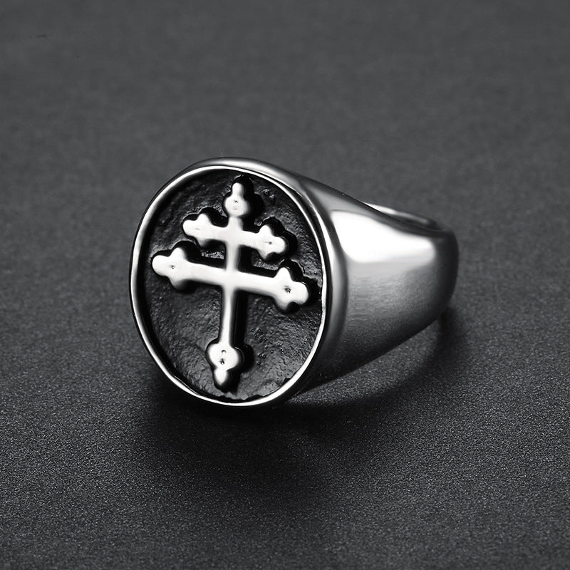 Retro Cross Stainless Steel Plating Men's Rings - view 5