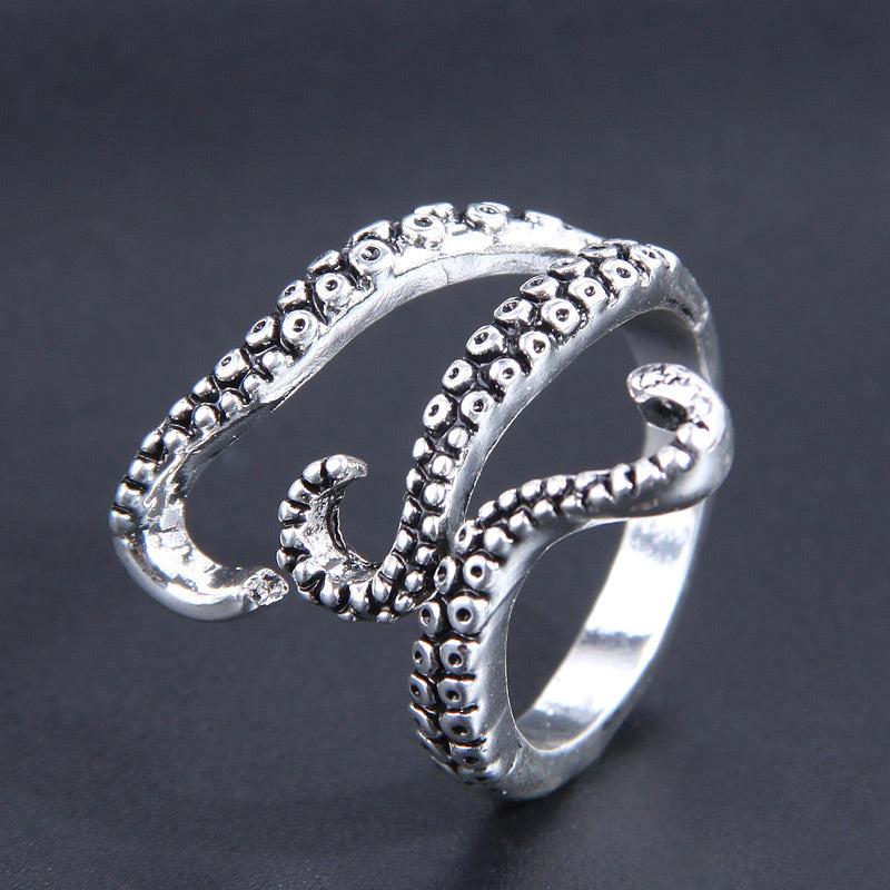 Retro Octopus Alloy Plating Men's Rings - front view