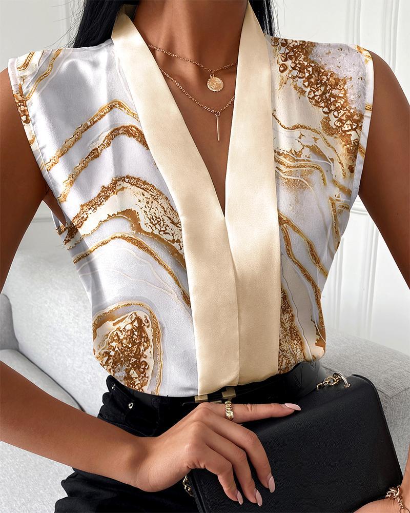 Wholesale Women'S Elegant Letter Stripe Sleeveless Blouses - view 3