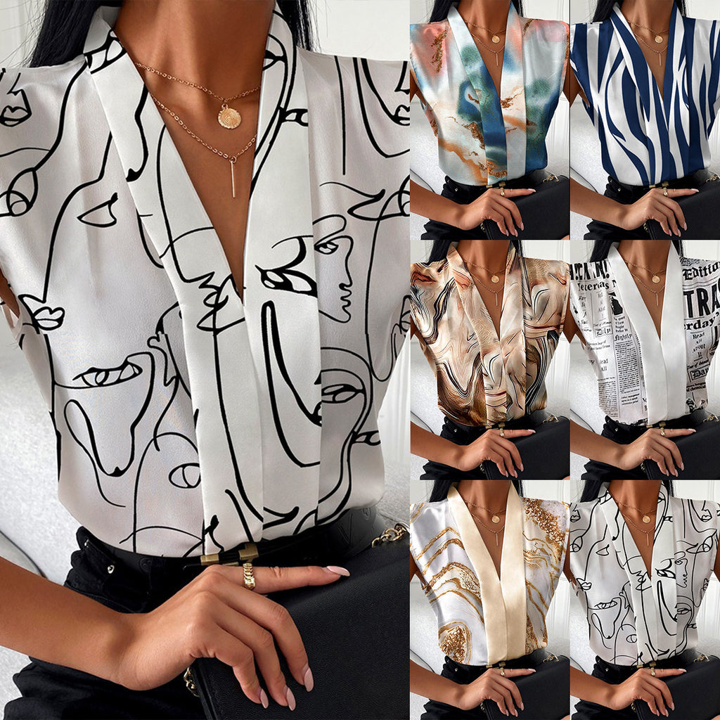 Wholesale Women'S Elegant Letter Stripe Sleeveless Blouses - view 4