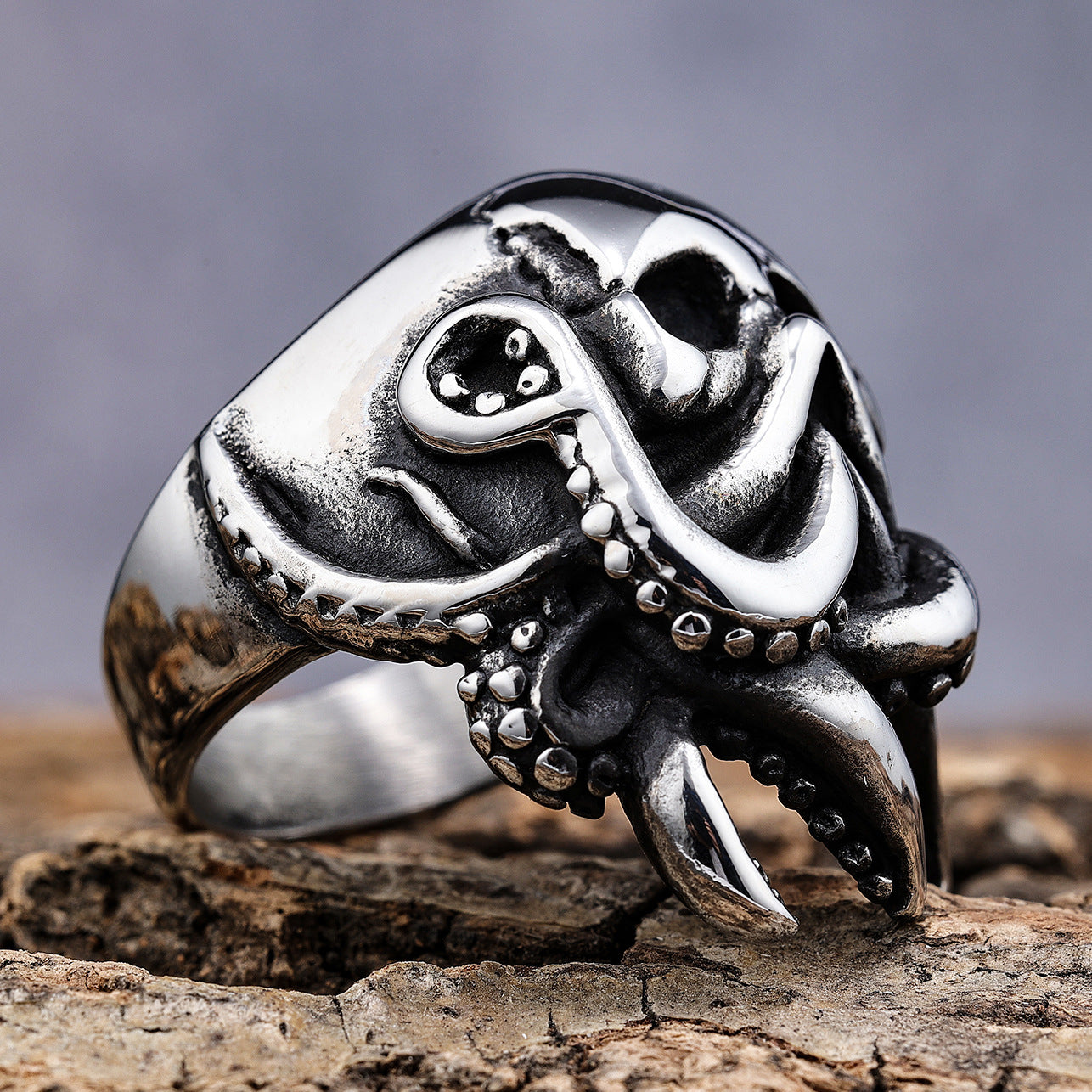 Punk Skull Titanium Steel Men's Rings - view 4