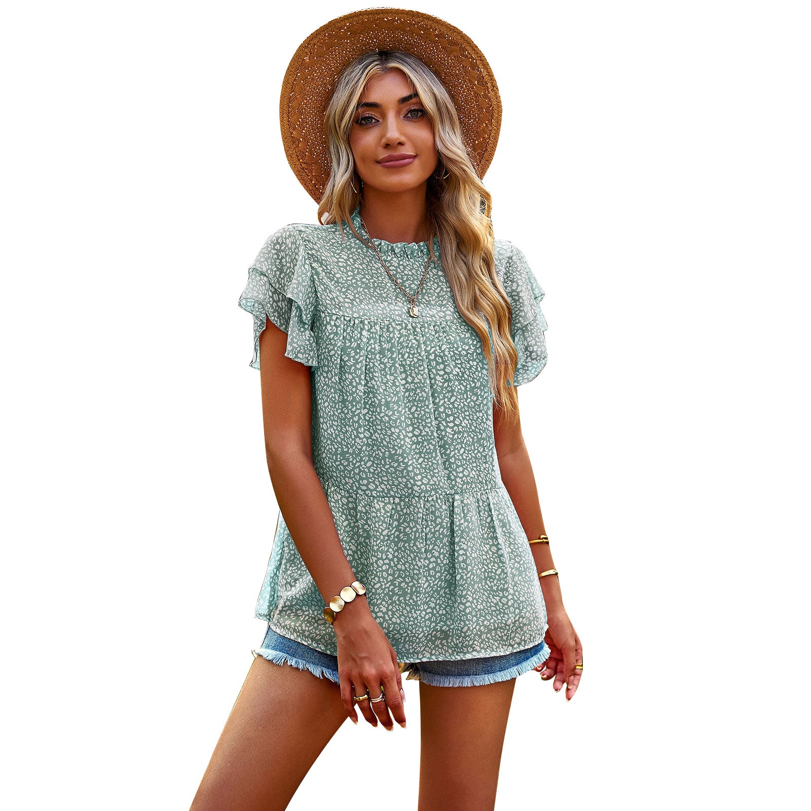 Women's T-shirt Blouse Short Sleeve Blouses Printing Casual Elegant Pastoral Ditsy Floral - view 2