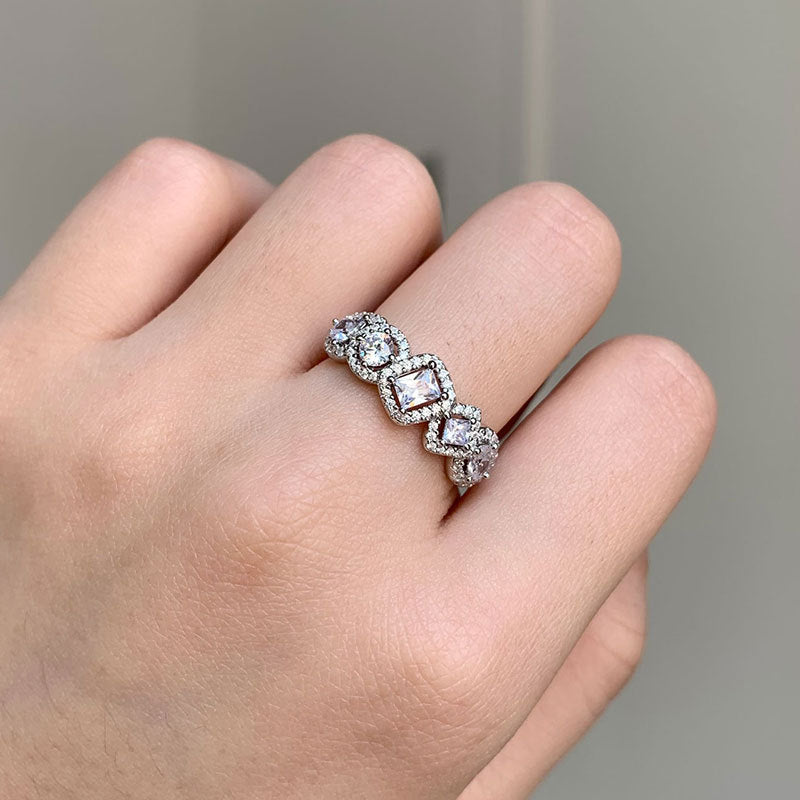 Elegant Geometric Copper Inlay Zircon Rings - view 5