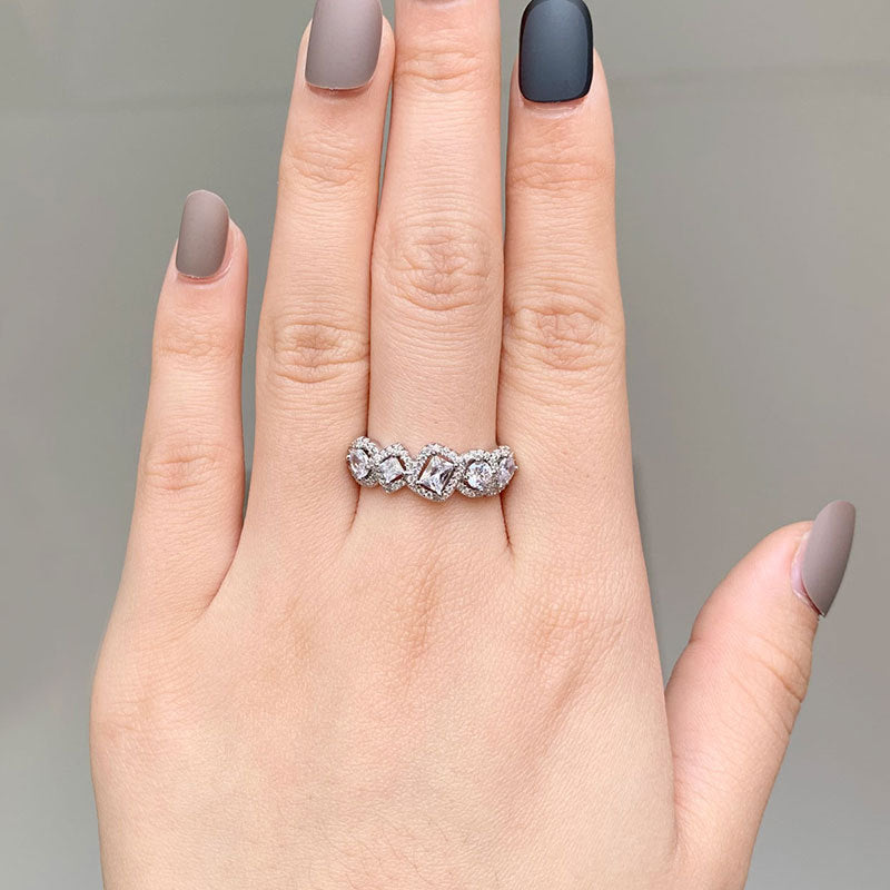 Elegant Geometric Copper Inlay Zircon Rings - view 4