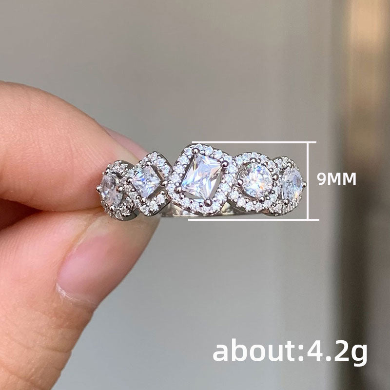 Elegant Geometric Copper Inlay Zircon Rings - view 3