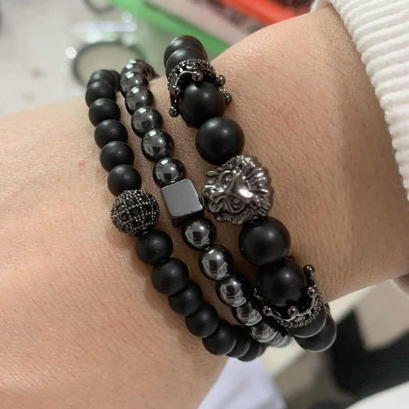 Fashion Geometric Stone Beaded Men's Bracelets - front view