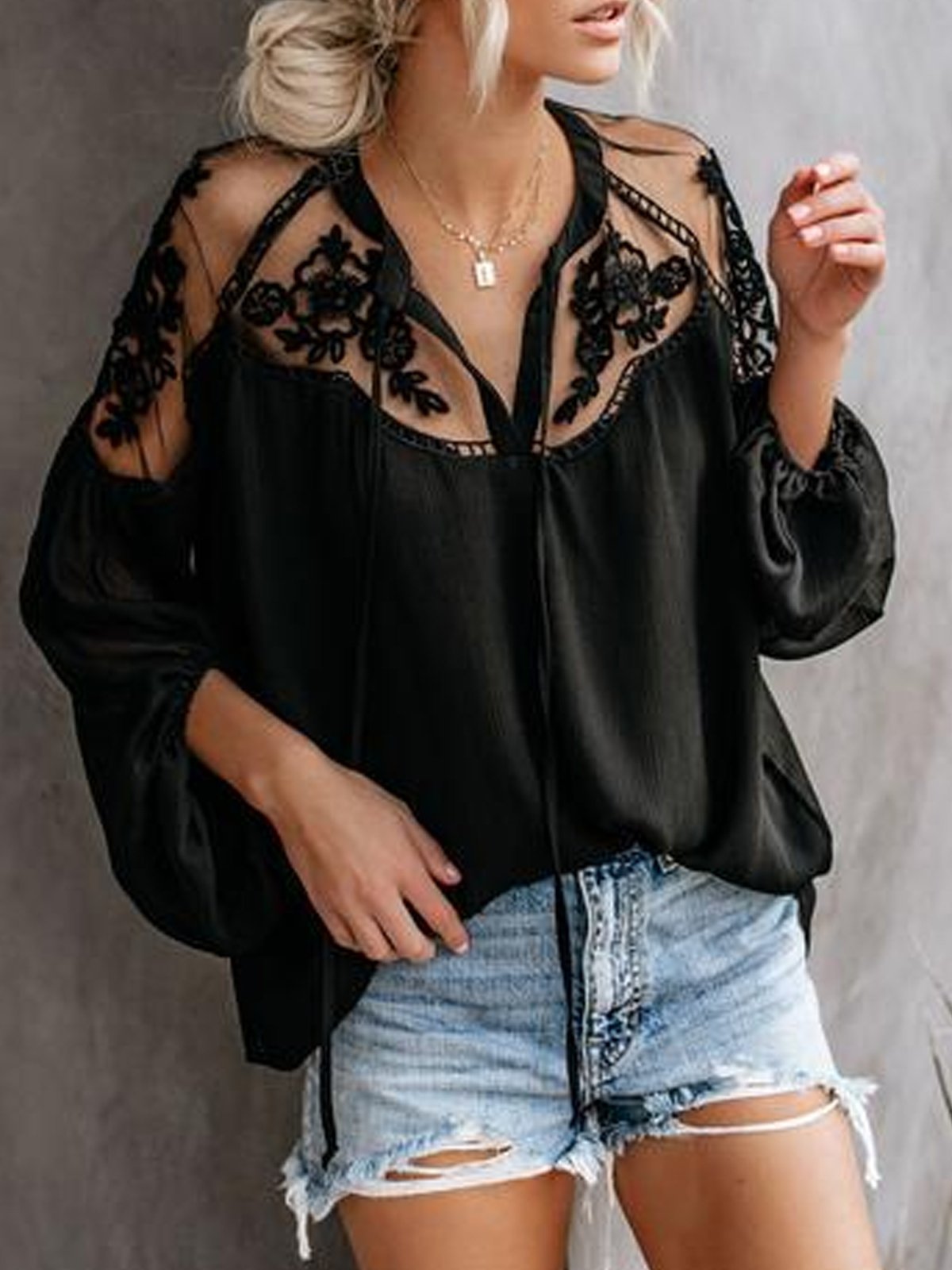 Wholesale Women'S Streetwear Solid Color Long Sleeve Blouses - view 2