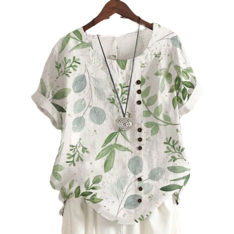 Women's Blouse Short Sleeve Blouses Printing Casual Vintage Style Printing Plant - view 2