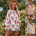 Women's Blouse Long Sleeve Blouses Printing Casual Flower - front view