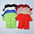 Wholesale Women's Sexy Solid Color Short Sleeve Blouses - front view