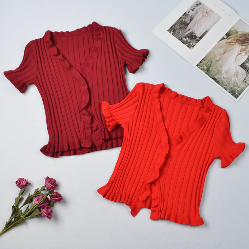 Wholesale Women's Sexy Solid Color Short Sleeve Blouses - view 2