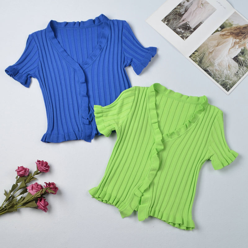 Wholesale Women's Sexy Solid Color Short Sleeve Blouses - view 3