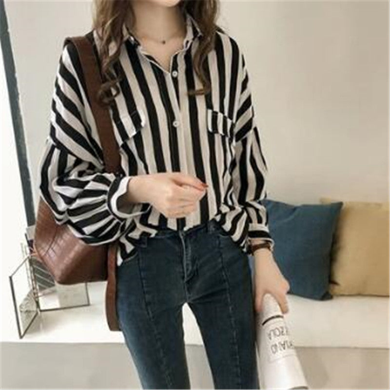 Wholesale Women's Casual Stripe Long Sleeve Blouses - view 2